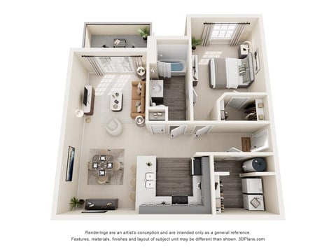 Floor plan for 1 bed, 1 bath, 787 sqft
